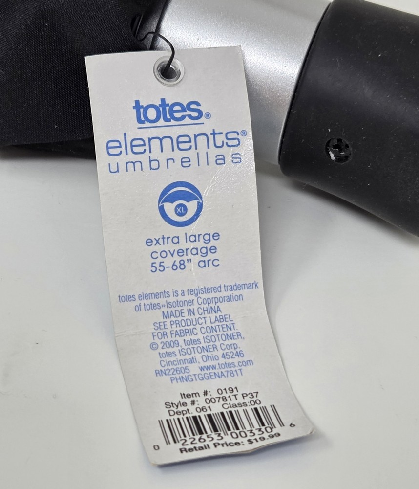New Totes Elements Umbrella - Automatic Folding Golf-Sized w/ Various Colors