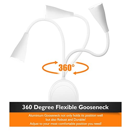 LED Wall Mount Reading Light, Bedside Reading Lights with Touch White-2P