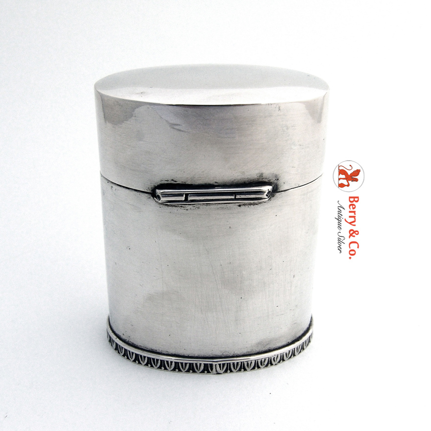 Oval Match Safe Box Italian 800 Standard Silver