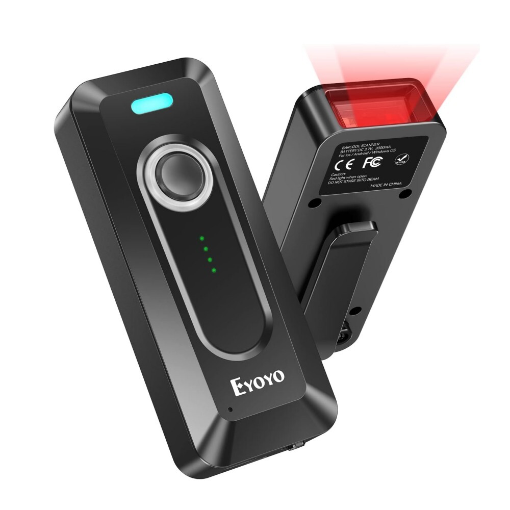 2D Bluetooth Barcode Scanner Wireless Portable Mini QR Bar Code Reader Used