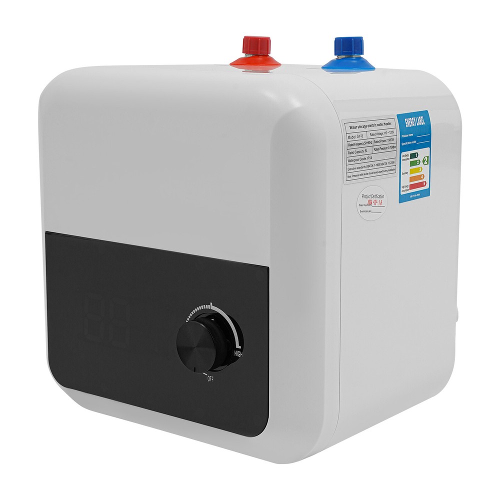 8L 1500W White Electric Hot Water Heater Wall-Mounted Tank Hot Water Heater