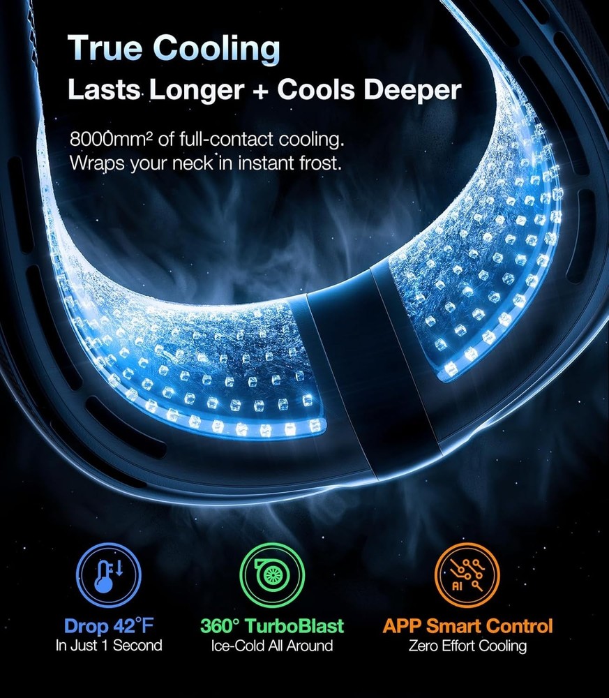 COOLiFY 2 Neck Air Conditioner Cooling Neck Fan, LED Rechargeable, Portable