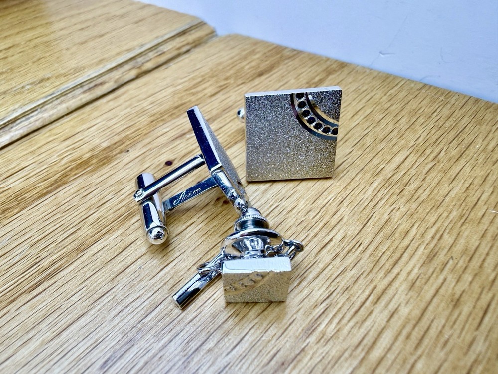 Vintage Anson Silver Cufflinks Tie Tack