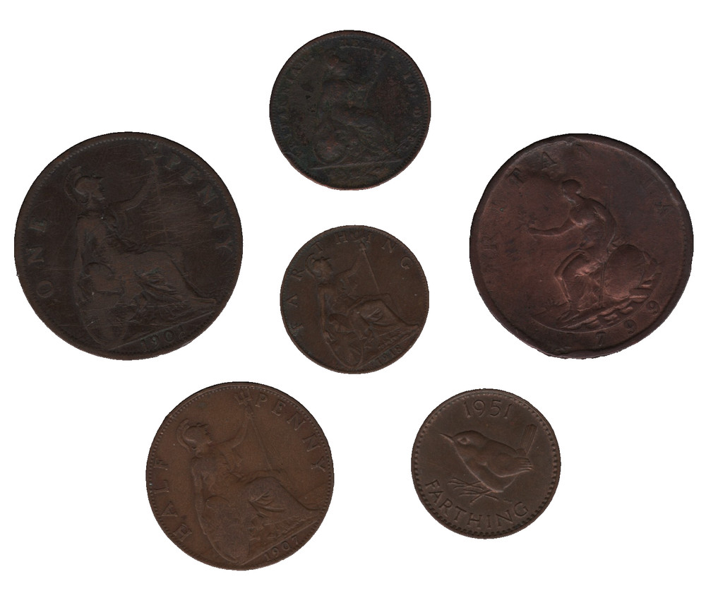 Old British Coins x6 – Mixed Dates – Bulk Lot