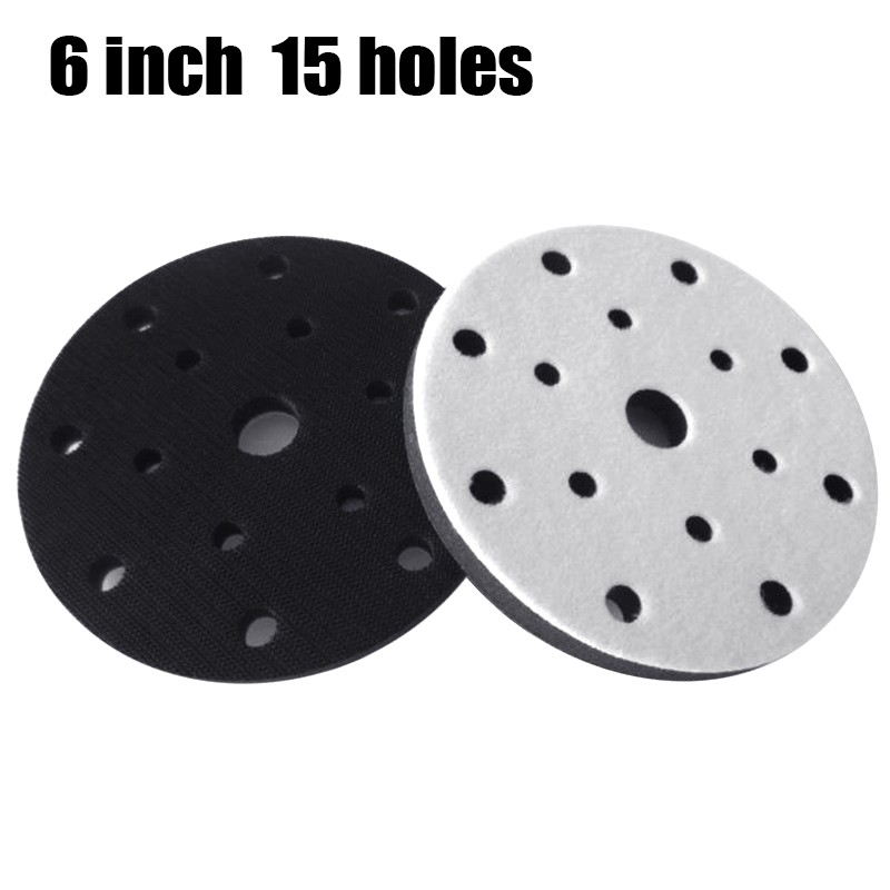 2Pcs 6" Hook Loop Soft Foam Interface Sanding Disc Sander Backing Pad 15-Holes