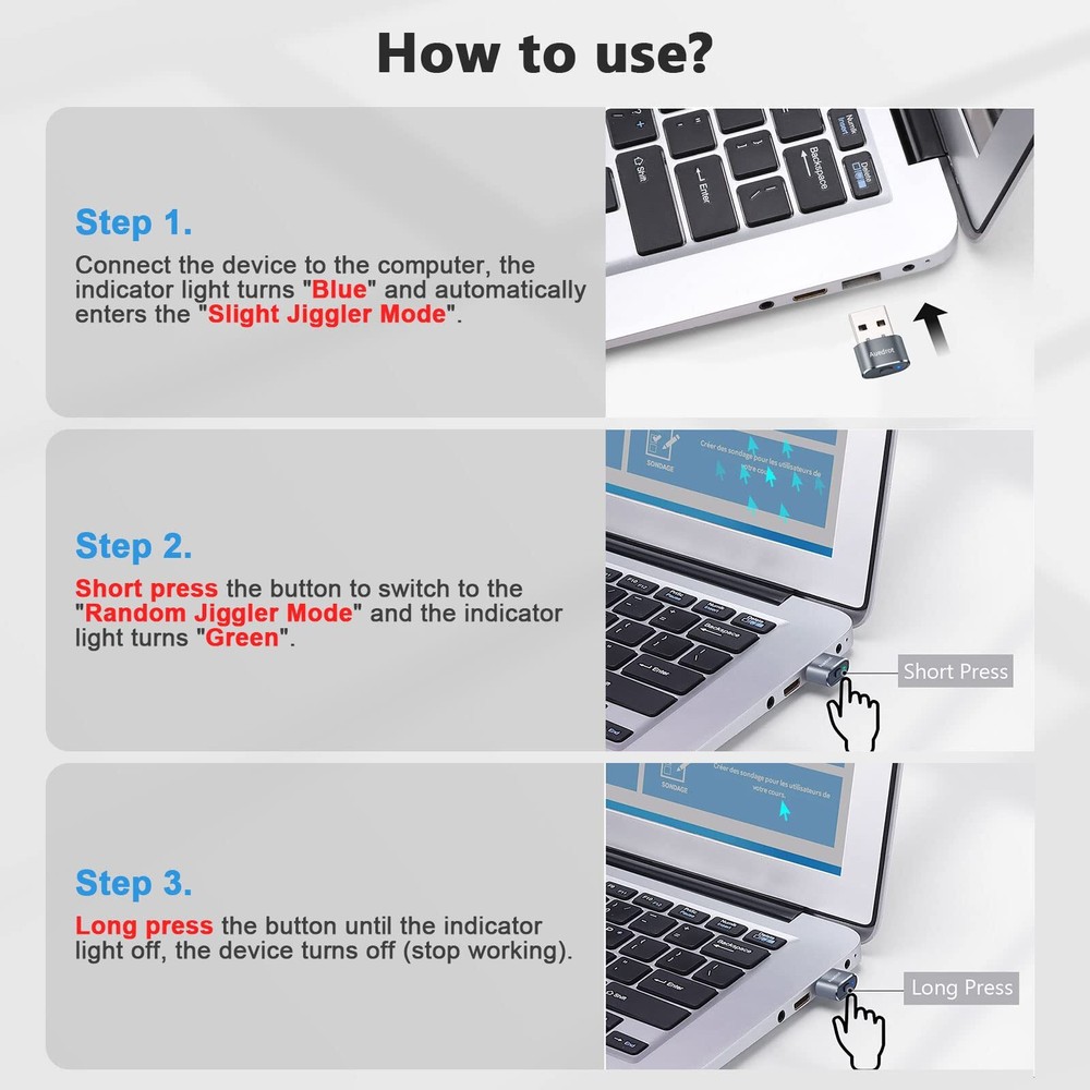 Mouse Jiggler Undetectable Mouse Jiggers USB Mouse Mover with Switch Button A...