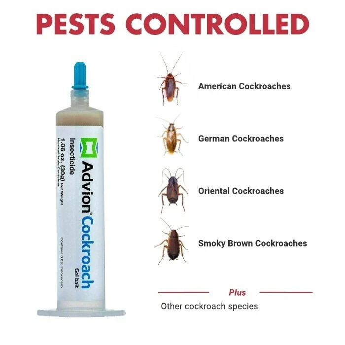 Advion Roach Killer | 4 PACK | Cockroach Gel Bait Tubes + Plunger & Tips