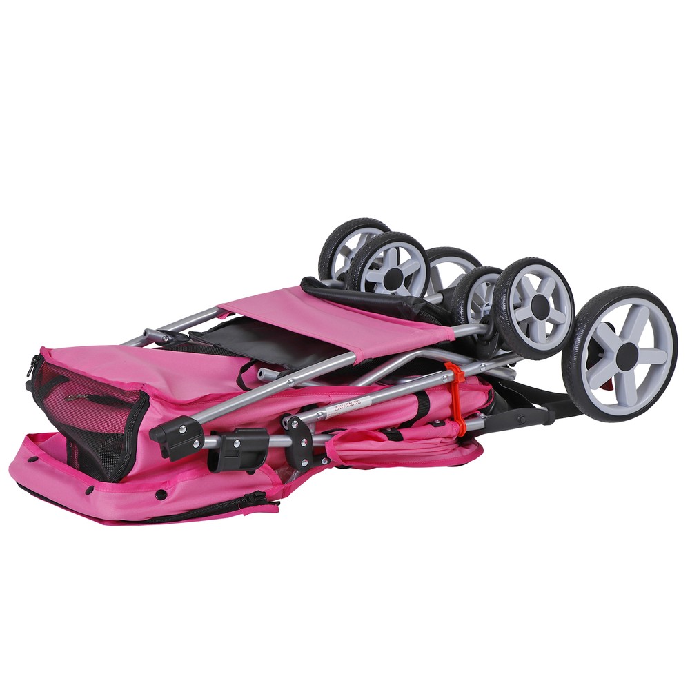 Collapsible Pet Stroller with Mesh Window and Quality Upgrades Smooth Zipper