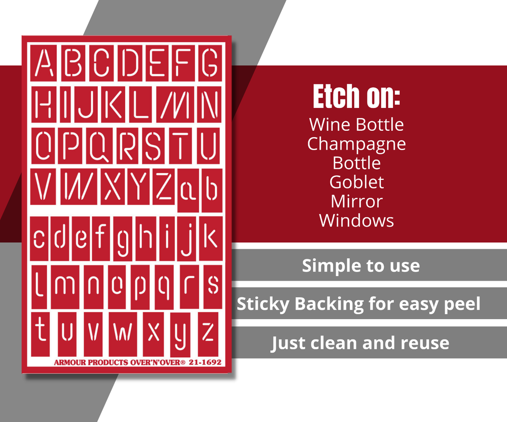 Neon Style Alphabet Letters Template Glass Etching Stencil Reusable Armour Etch