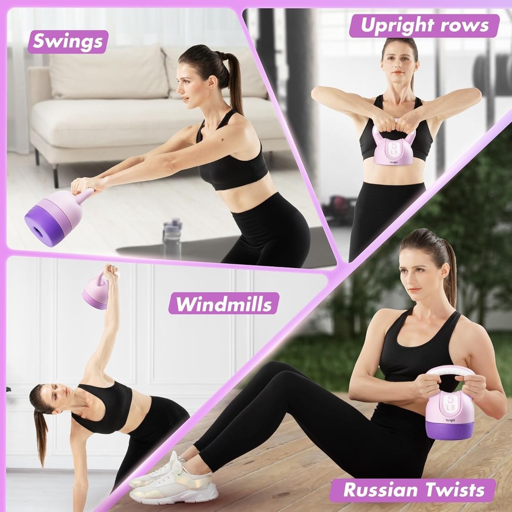 Adjustable Kettlebell Set 5-12 lbs for Versatile Strength Training - Purple