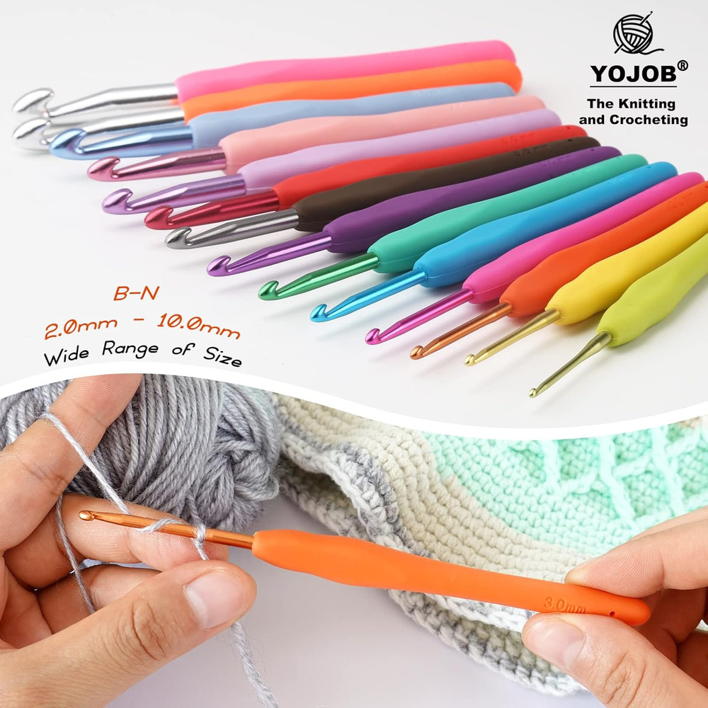 2Pack Size D / 3Mm, E / 3.5Mm Crochet Hooks, Super Smooth & Ergonomic for Beginn