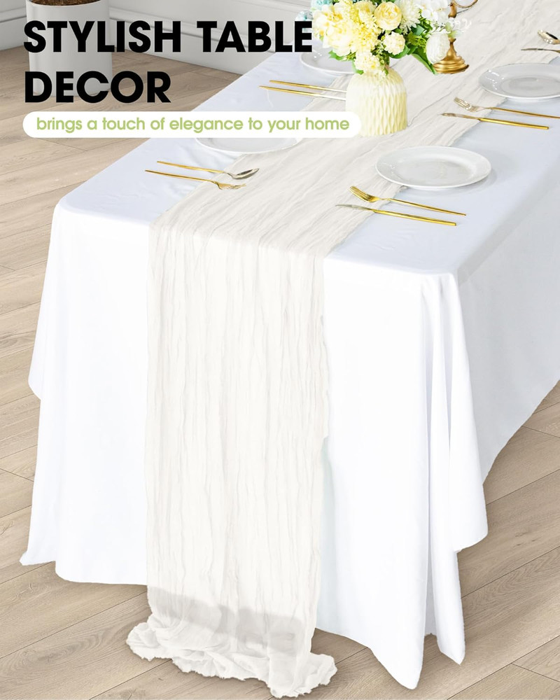 Pureegg 2-Pack Cheese Cloths Table Runner, 120'' Boho Table Cloth Decorations fo