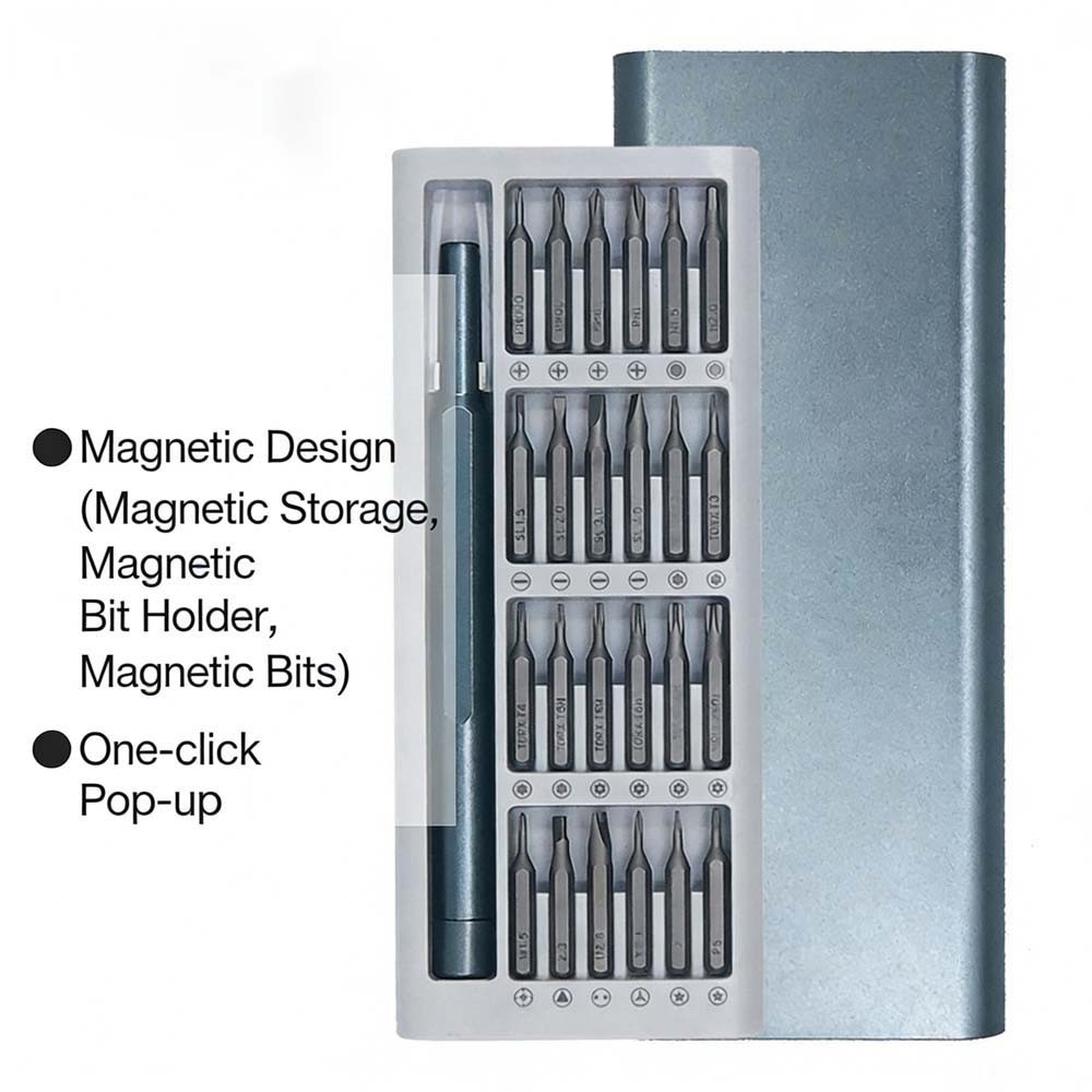 Reliable Sturdy Durable Compact 25-in-1 Multi-Function Screwdriver Set with Bits