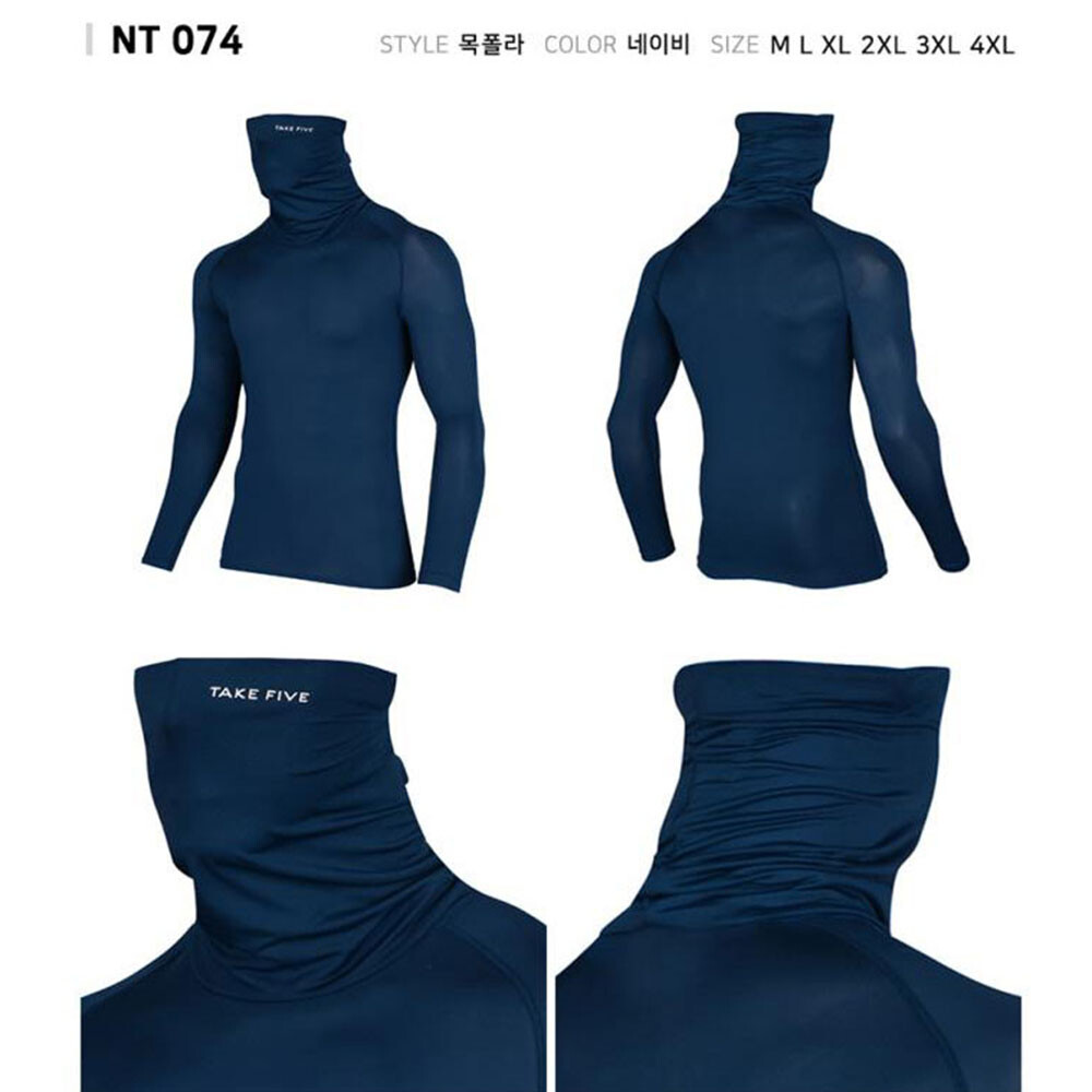 Take Five Mens Cool Dry Compression Baselayer Turtle Neck Activewear Shirts 073