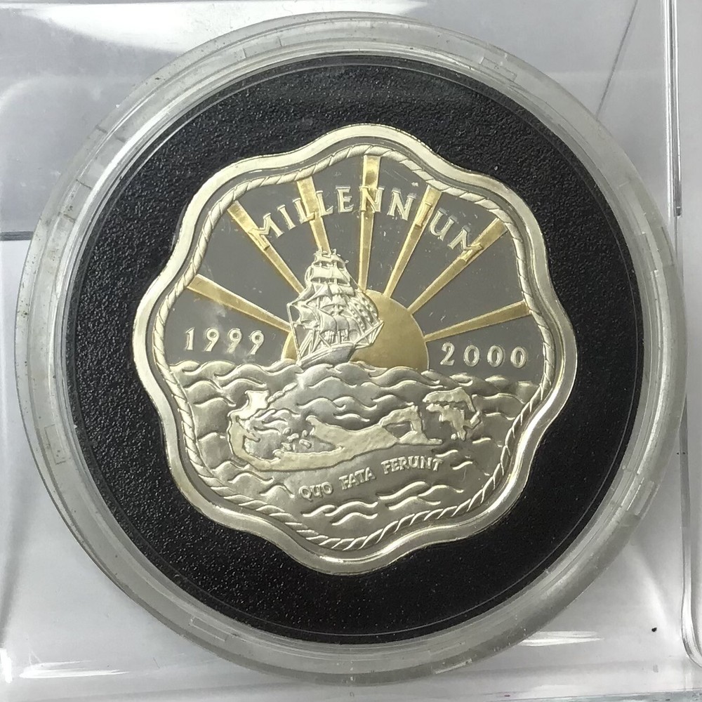 1999-2000 $2 Millenium Sterling Silver & Gold Color Proof Coin #