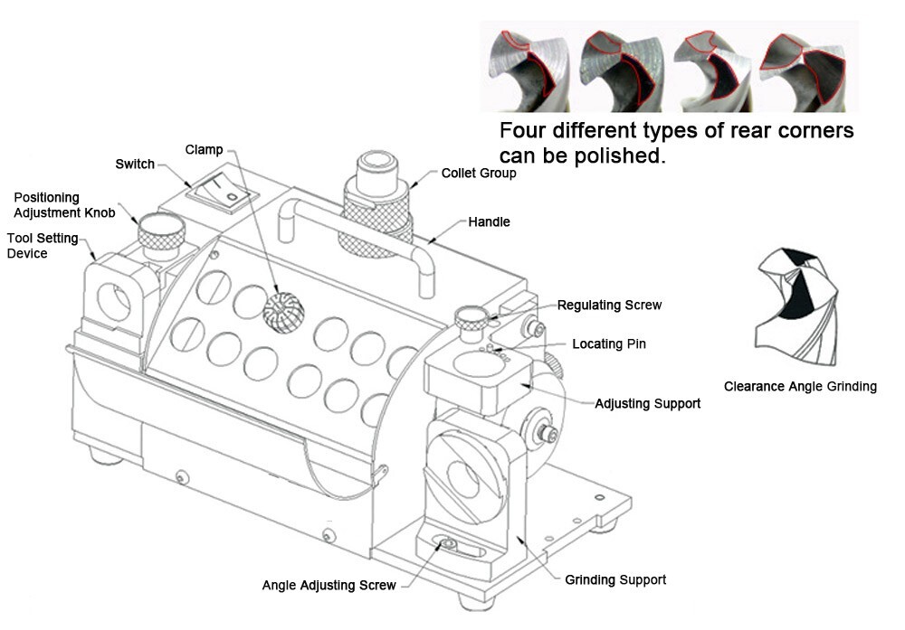 TECHTONGDA Industrial Drill Bit Grinding Machine 3-20mm Grinder Sharpener