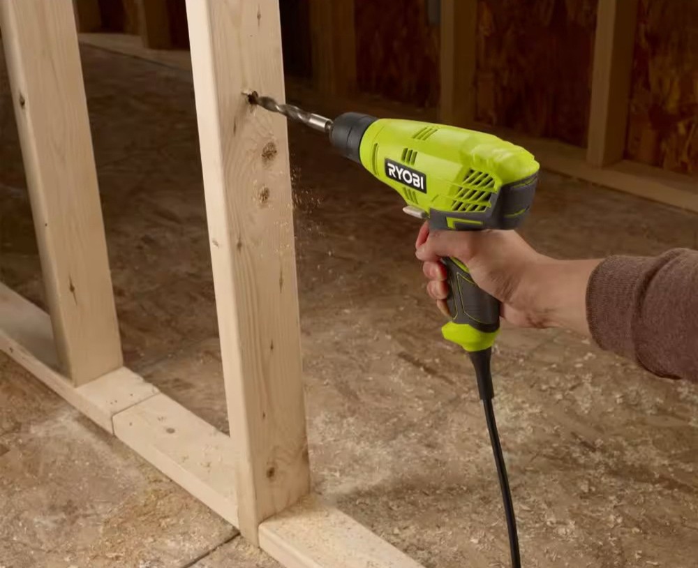Ryobi 5.5 Amp Corded 3/8 in. Variable Speed Compact Drill/Driver with Bag D43K
