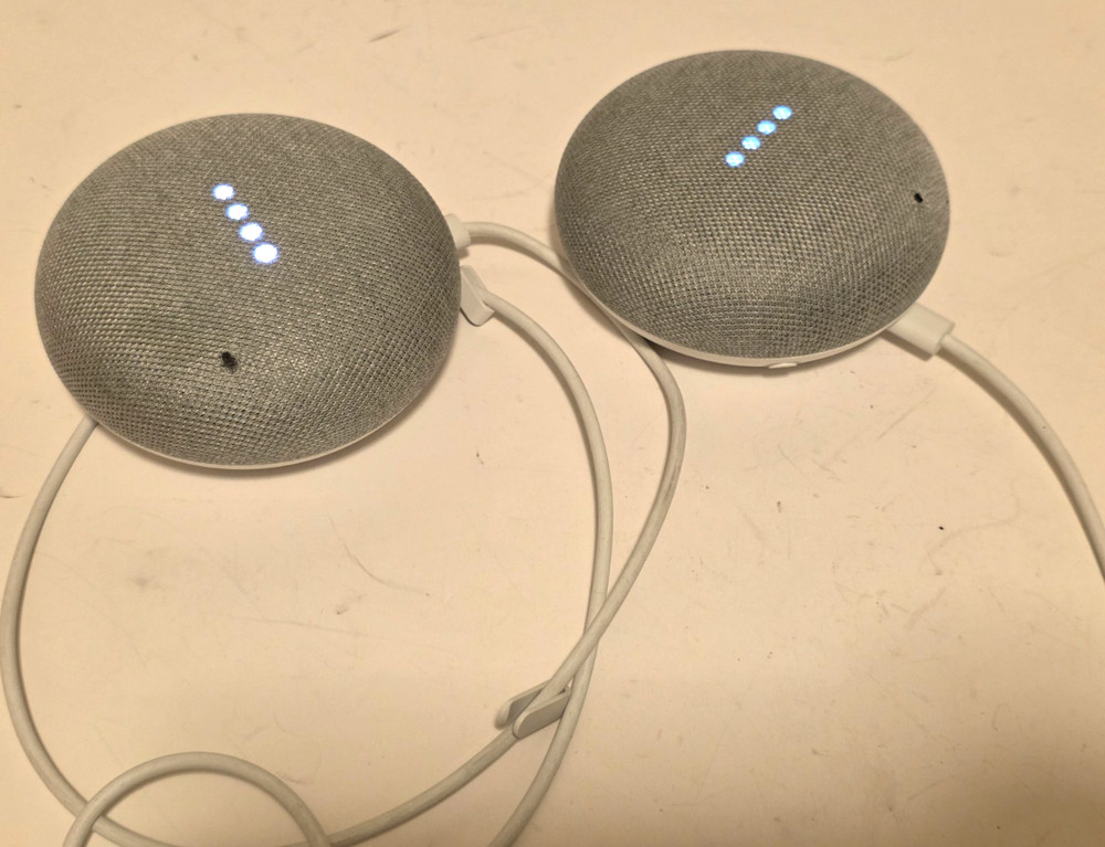 Google Home Mini HOA Smart Assistant Speaker Set Gray Top Orange Bottom