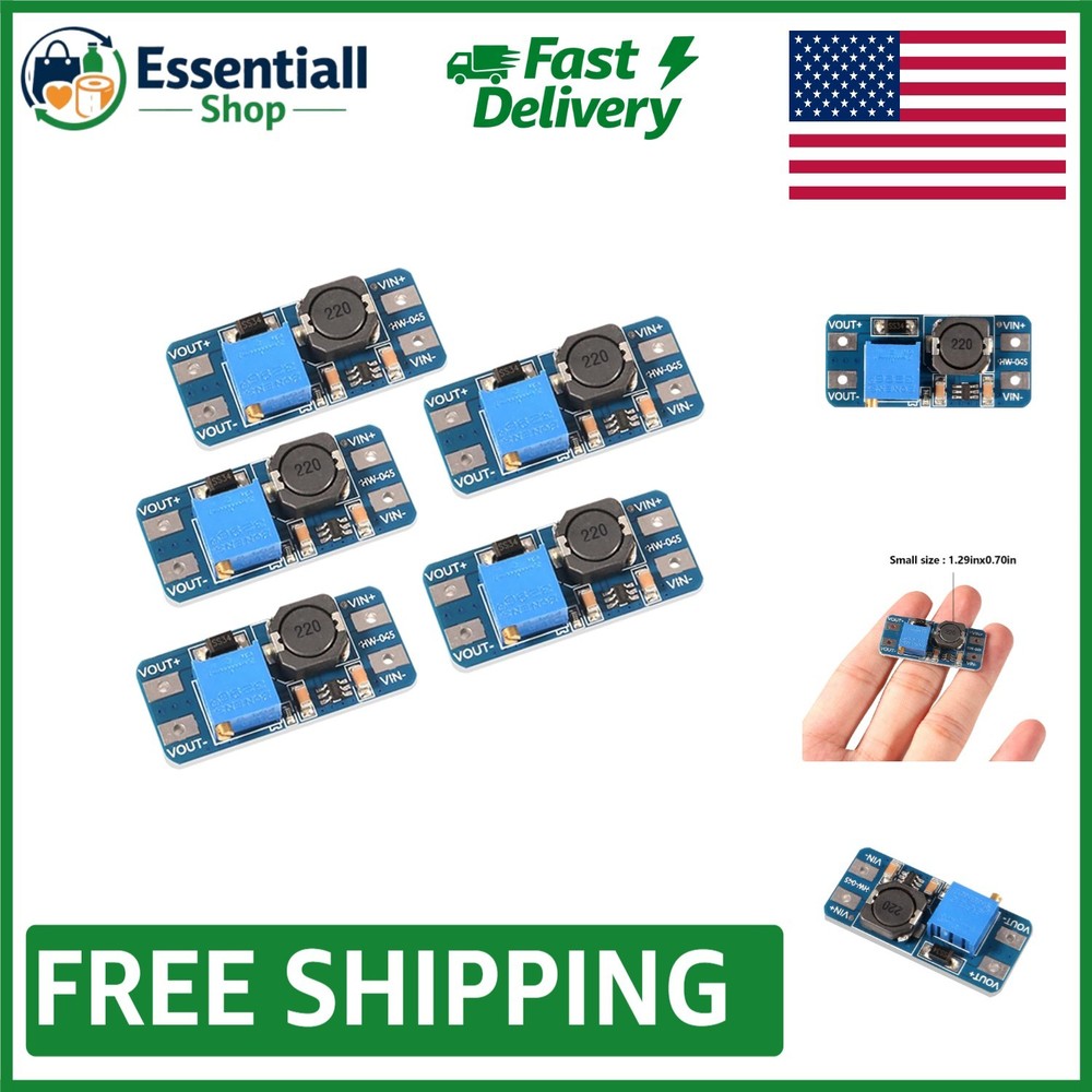 5PCS MT3608 DC-DC Step Up Boost Converter Module - Adjustable Voltage Regulator