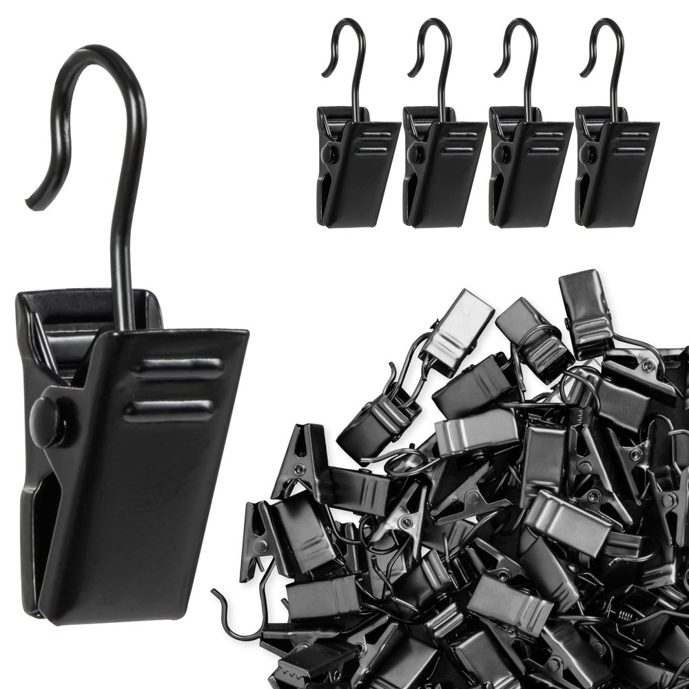 MAQIHAN 70PCS Small Curtain Clips - Hook Hooks for Black
