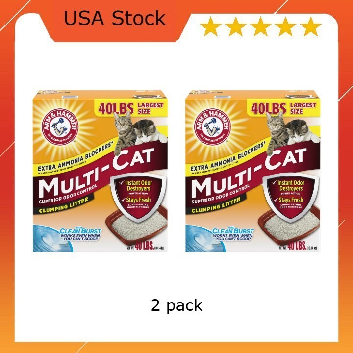 ARM & HAMMER Superior Odor Control Cat Litter, Multi-Cat Clumping Litter, 2 pack