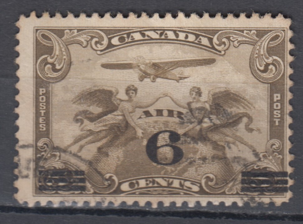 Canada Scott #C3 6c on 5c Surcharged  "Air Mail"  F  *