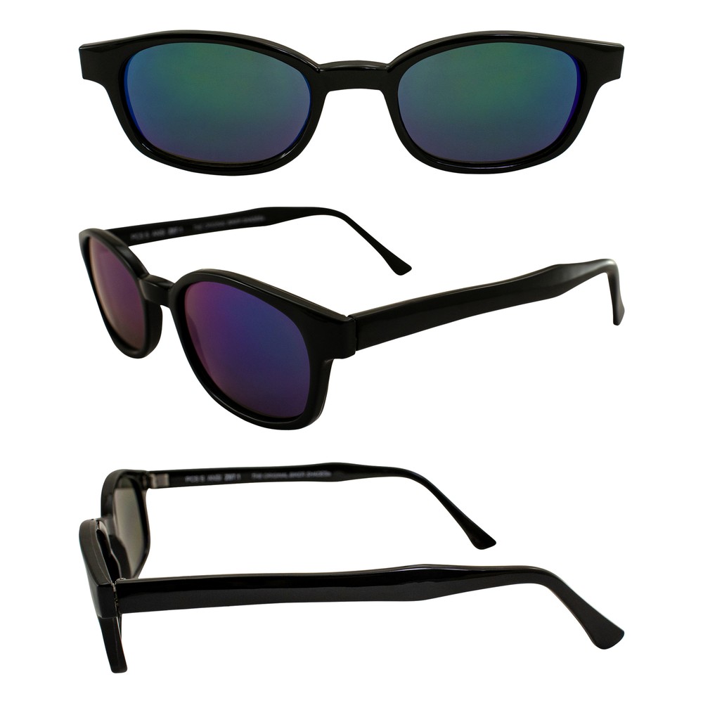 Pacific Coast Original KD's Biker Sunglasses (Black Frame/Colored Mirror Lens)