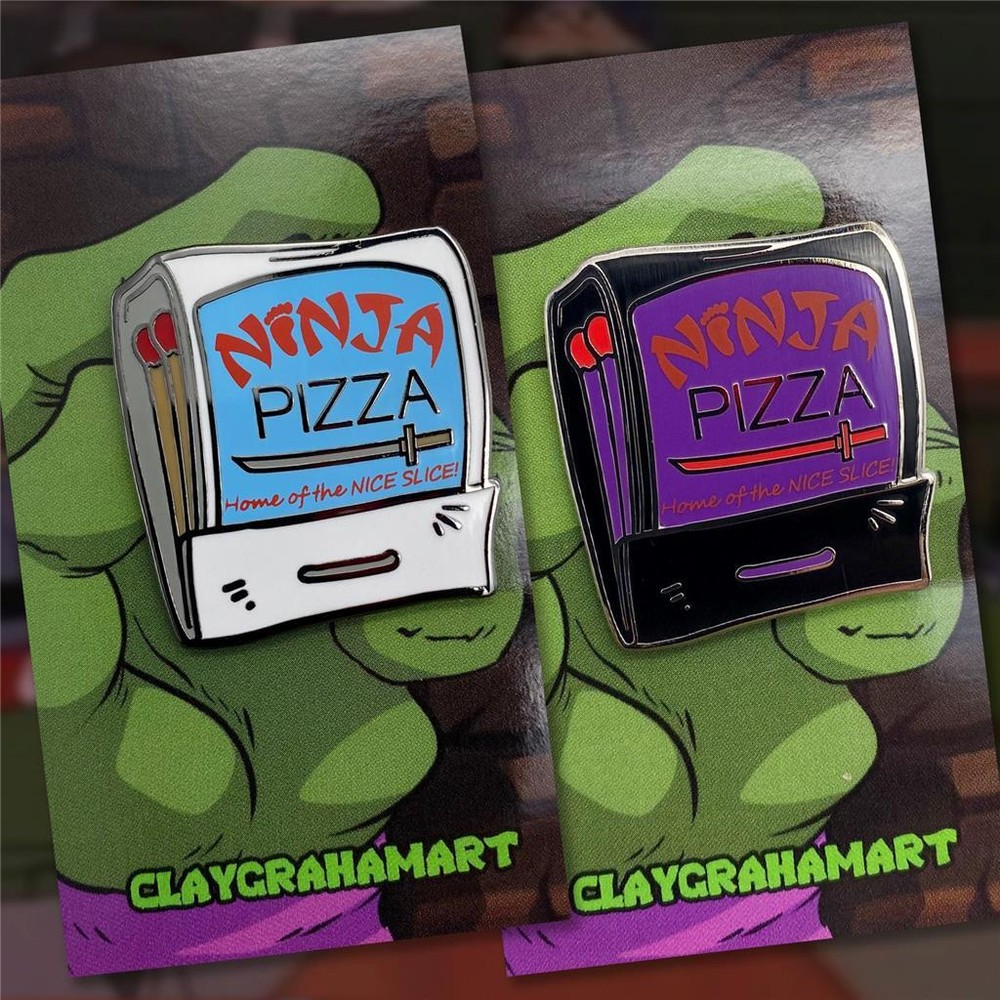 NINJA PIZZA CLASSIC VARIANT ENAMEL LAPEL PIN FROM CLAY GRAHAM