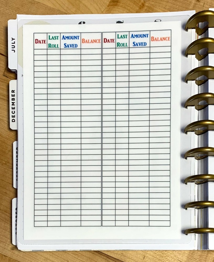 Savopoly Money Savings Two Sided Dashboard Insert for use with HAPPY Planner