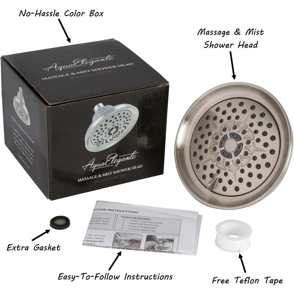 Massage & Mist Shower Head (Aqua Elegante) - Brushed Nickel