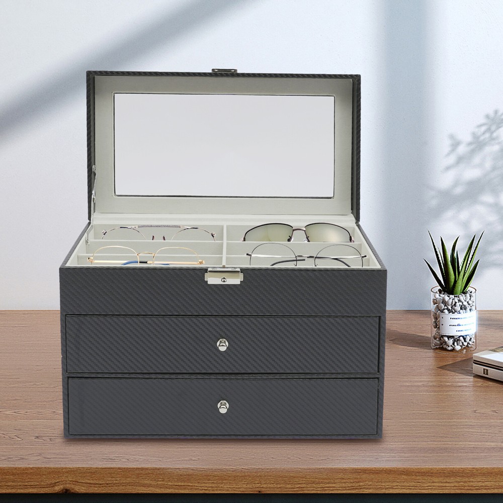 3 Layer Drawer Sunglasses Storage Box 18 Slot Lock Storage Box Storage Case Box