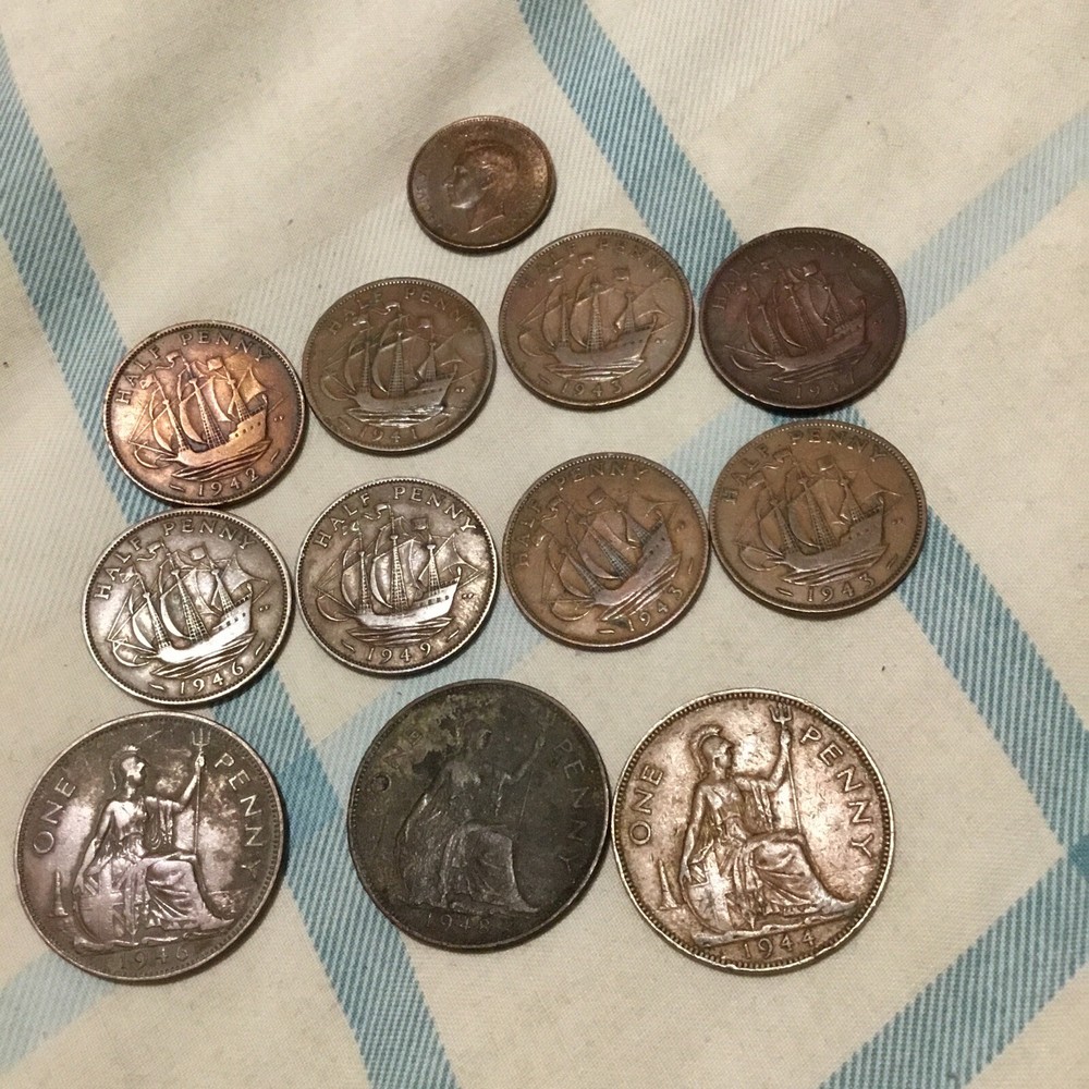 1942-9 Farthing, Half Pennies And Pennies