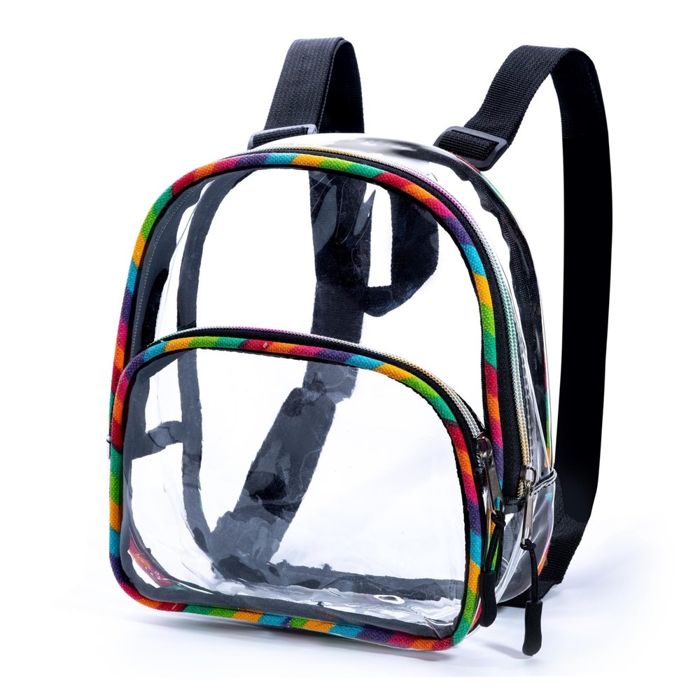 Clear Small Mini Backpack for Stadium Small, Rainbow, Chromatic, Colorful