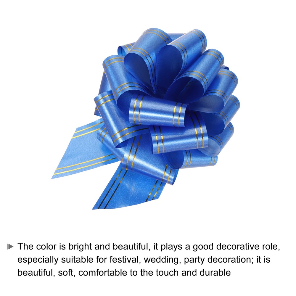 10pcs 6" Large Pull Bow Metallic Sapphire Blue Gift Wrapping Bows with Gold Edge