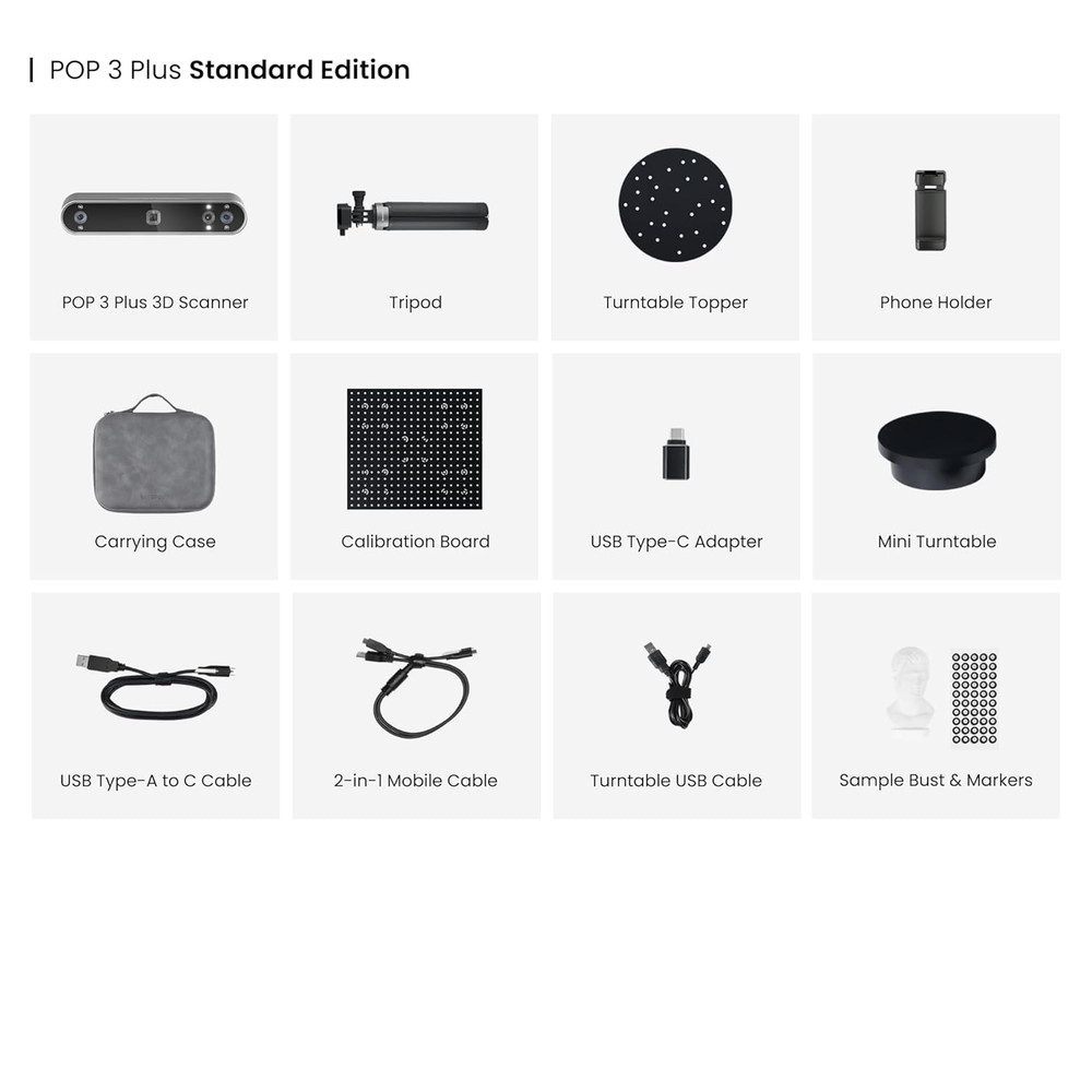 POP3 plus 3D Scanner for 3D Printing, Handheld 3D Printer Scanner 0.04Mm Precisi