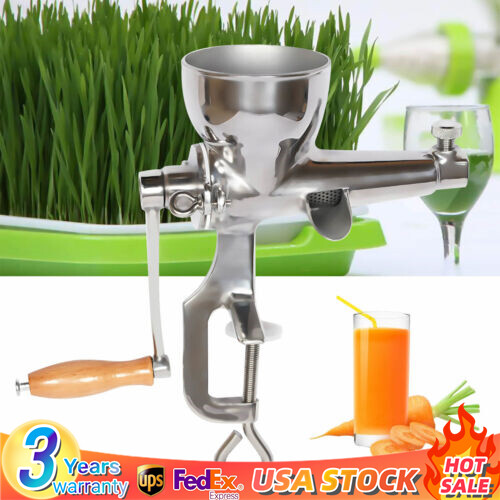 Manual Wheatgrass Juicer Hand Press Wheat Grass Fruit Juicing Extractor Silver~