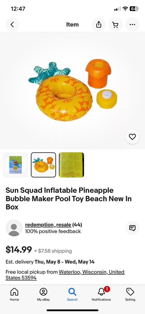 Sun Squad Inflatable Pineapple Bubble Maker Pool Toy Beach New In Box