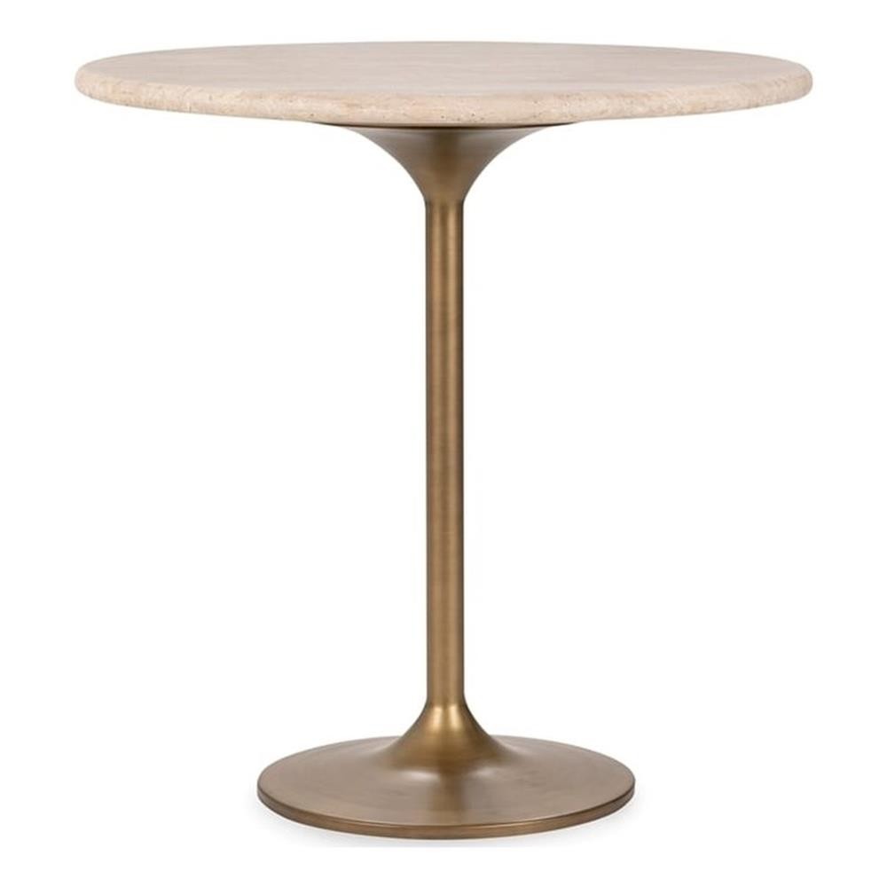 Pemberly Row Transitional 36" Round Gathering Bar Table in Tan