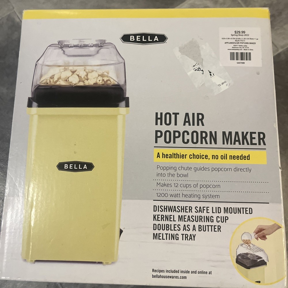Bella Hot Air Popcorn Maker Complete in Box, Pre-owned