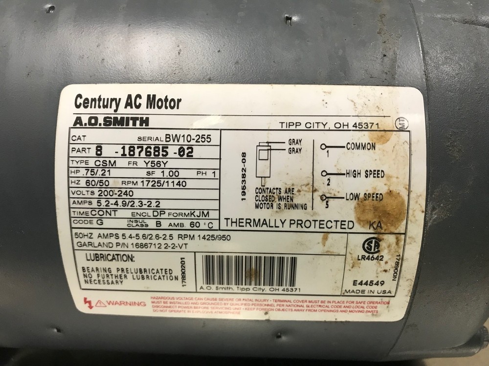 U.S. Range Fan Motor Model SEM-10051