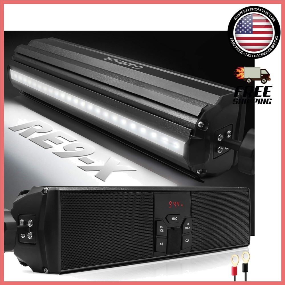 Dynamic Waterproof Motorcycle Audio System with Bluetooth and LED Lightshow