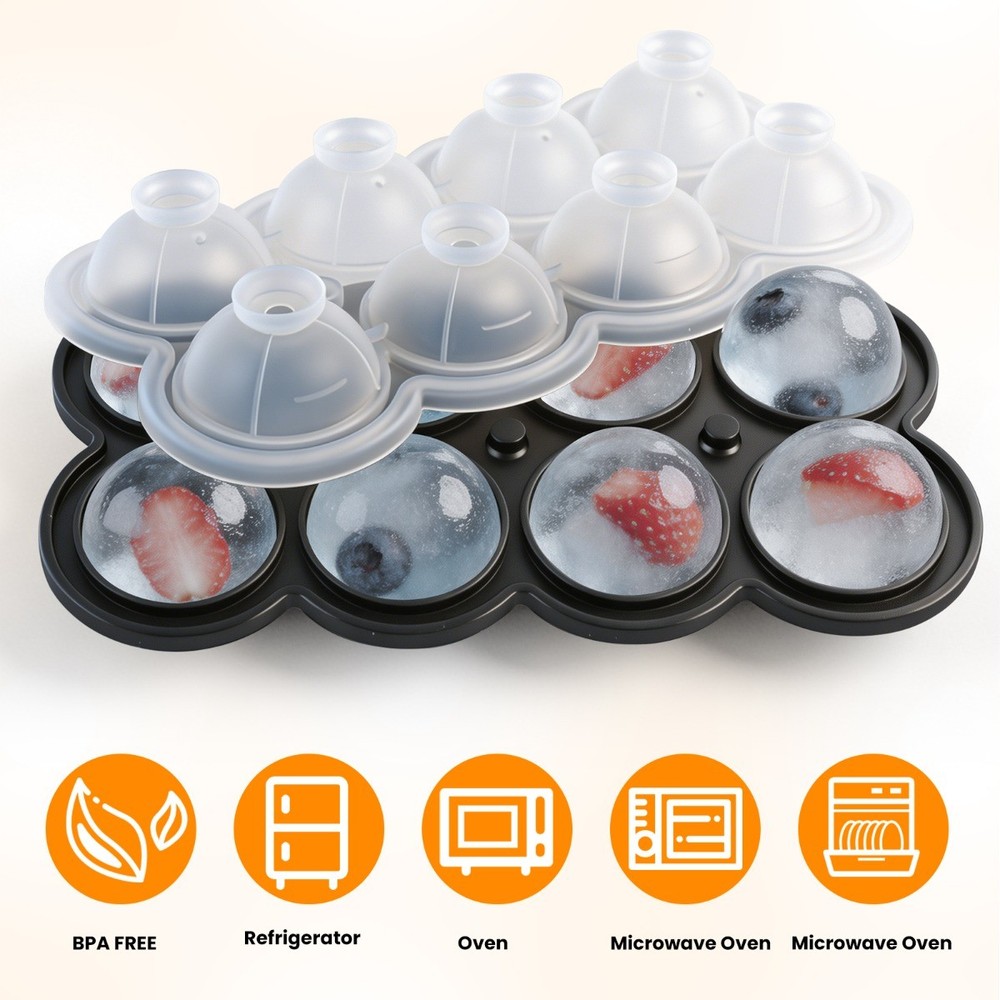 Large Round Square Silicone Ice Cube Ball Maker Tray Sphere Molds Bar Whiskey