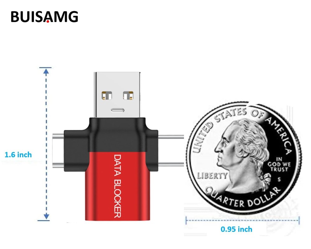 BUISAMG Data Blocker, 4-in-1 Universal USB Protection from Red