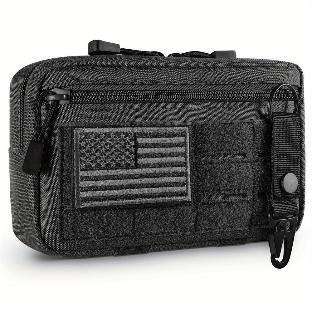 Tactical Molle Admin EDC Tool Bag with USA Flag Patch Keychain