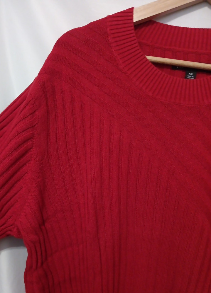 INC International Concepts Sweater Men 2XL Cut Ruby Red Crewneck Pullover