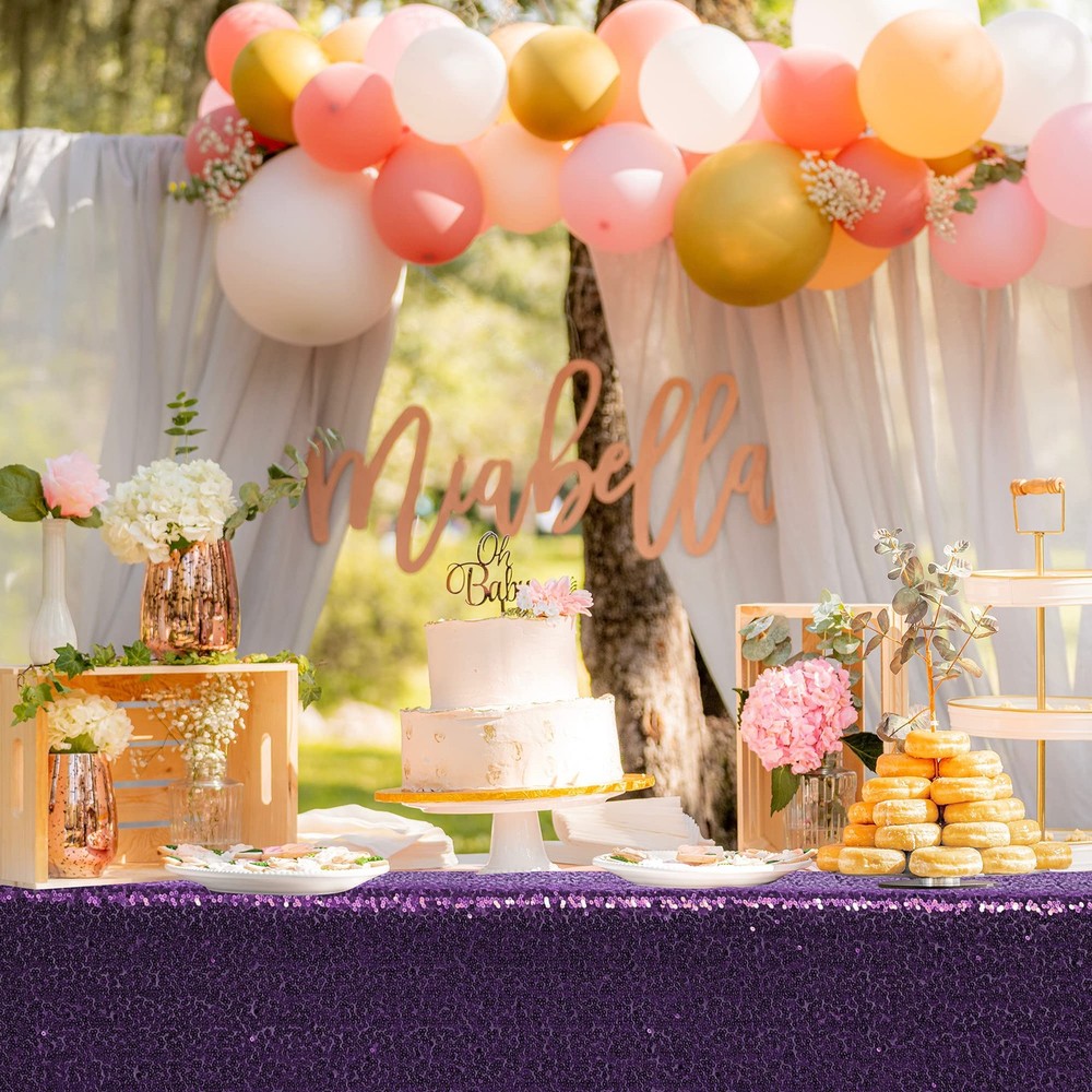 nanbowang Sequin Tablecloth - Purple Cloths for Parties Rectangular Cover Overla