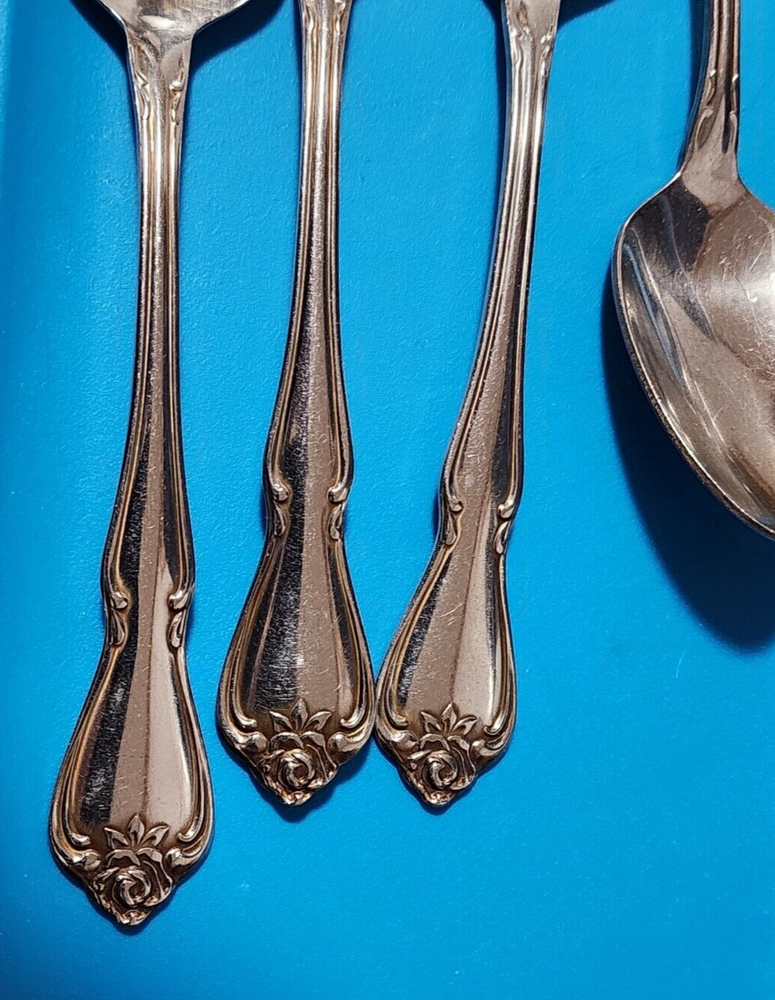 Rogers Oneida ARBOR ROSE Set of 5 Teaspoons Stainless Flatware