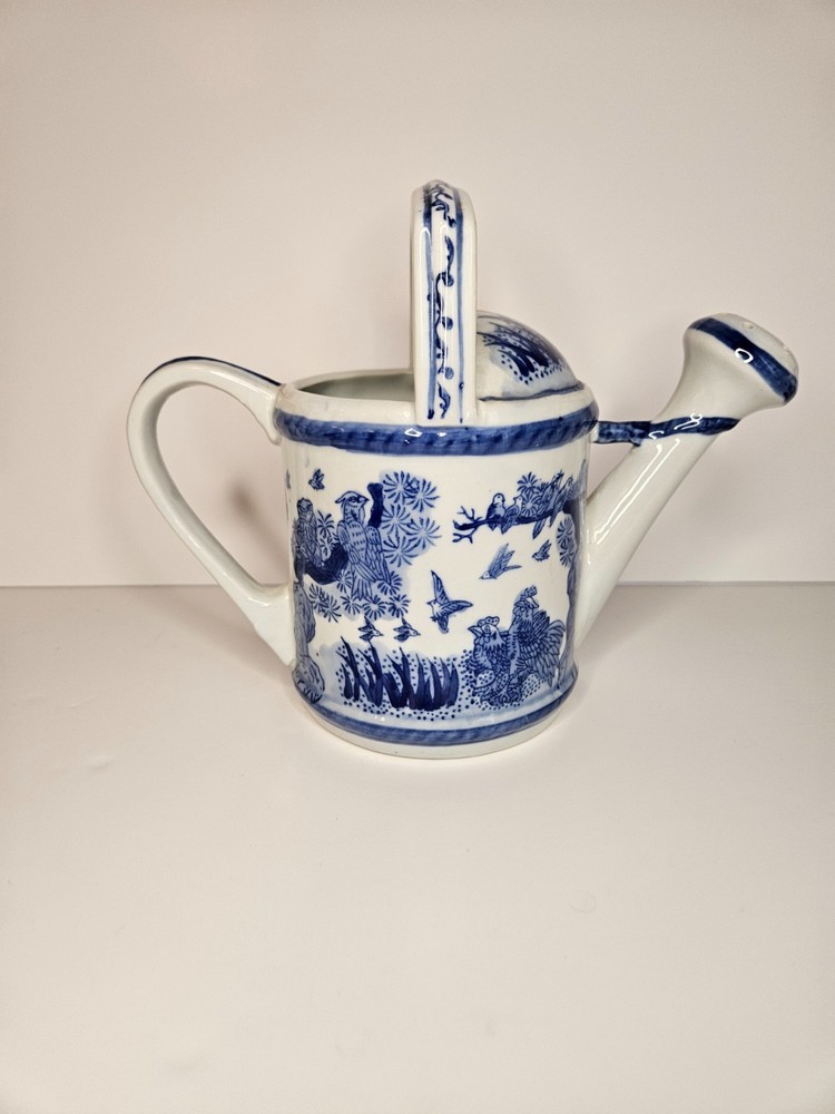 Blue & White Chinoiserie Design Ceramic Watering Can