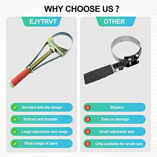 Oil Filter Wrench Removal Tool Heavy Duty Adjustable Strap 9-15 cm Diameter