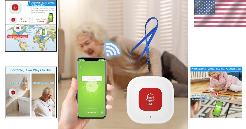 Battery-Powered Elderly Call Button: Quick Alerts, Easy Installation - 15M Range